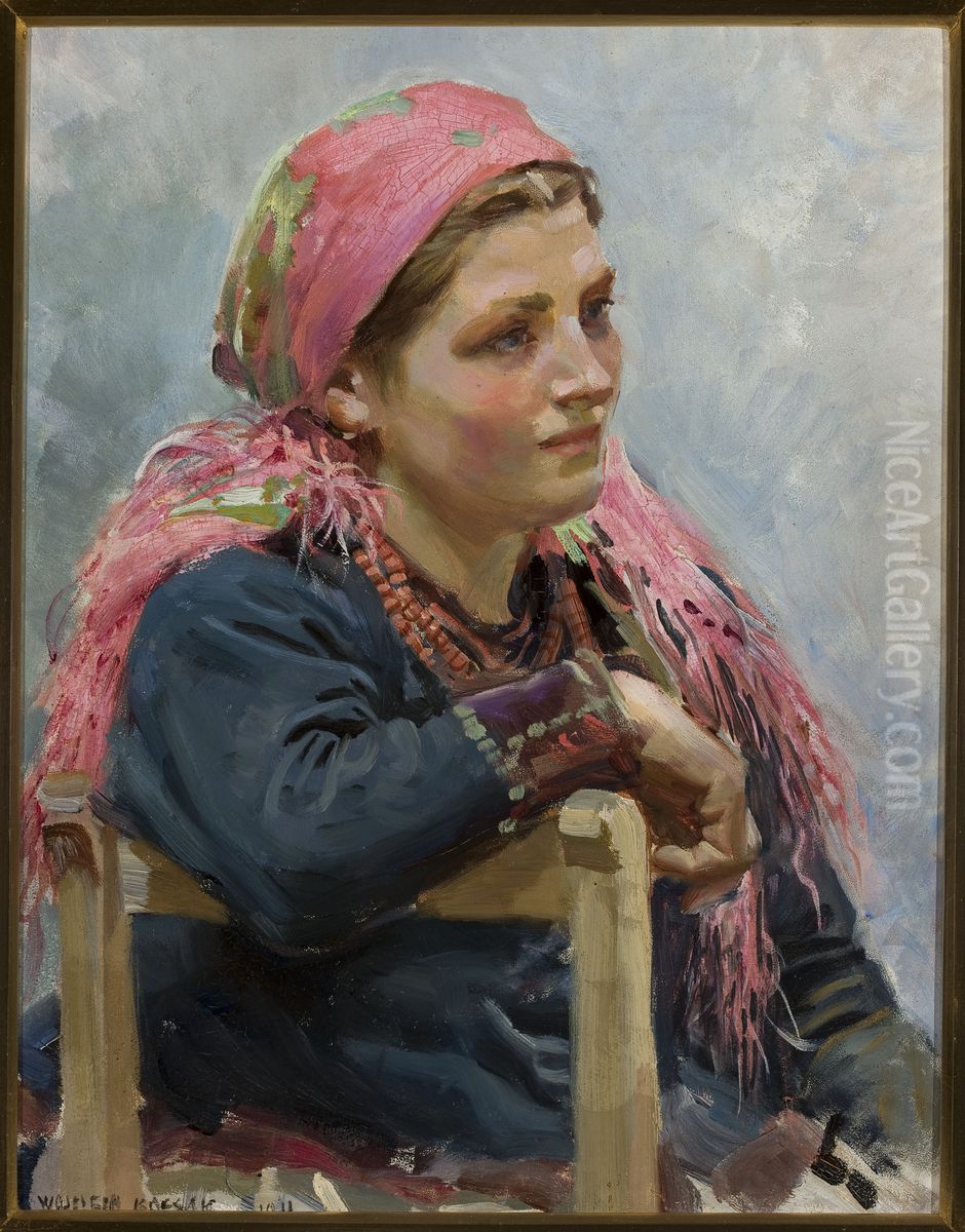 Study of a girl /Aniela Franczak/ Oil Painting by Wojciech Kossak
