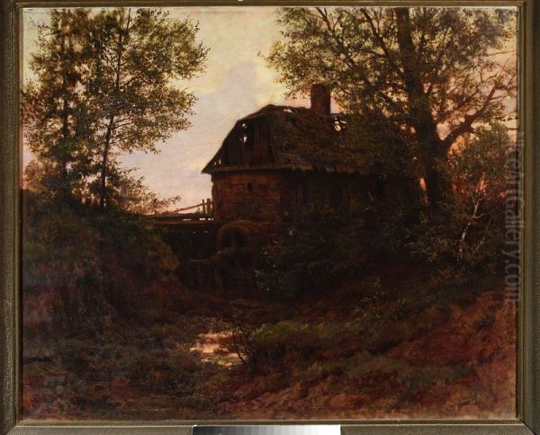 Old mill Oil Painting by Jozef Rapacki