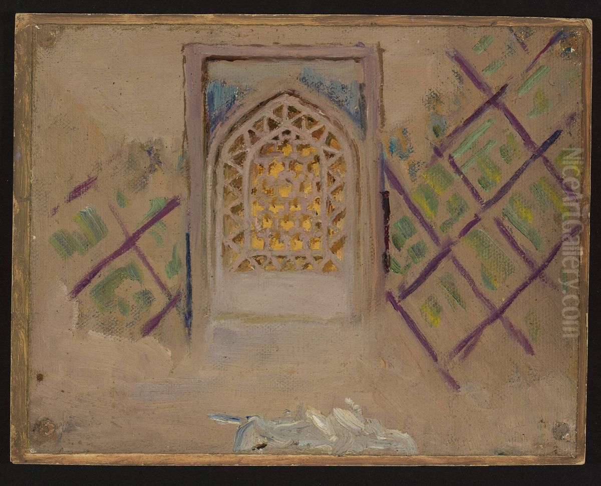 Samarkand, window. From the journey to Turkestan Oil Painting by Jan Ciaglinski