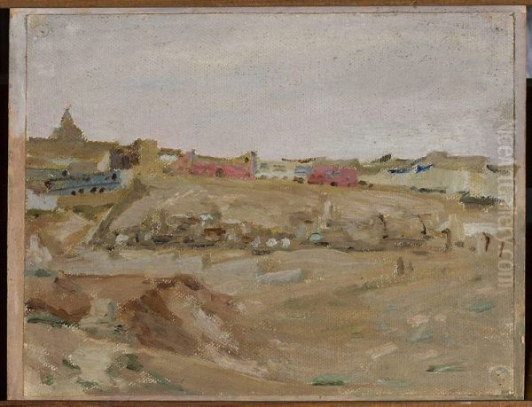 Baku - Muslim cemetery. From the journey to Turkestan Oil Painting by Jan Ciaglinski