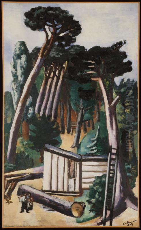 Landscape with Woodcutters Oil Painting by Max Beckmann
