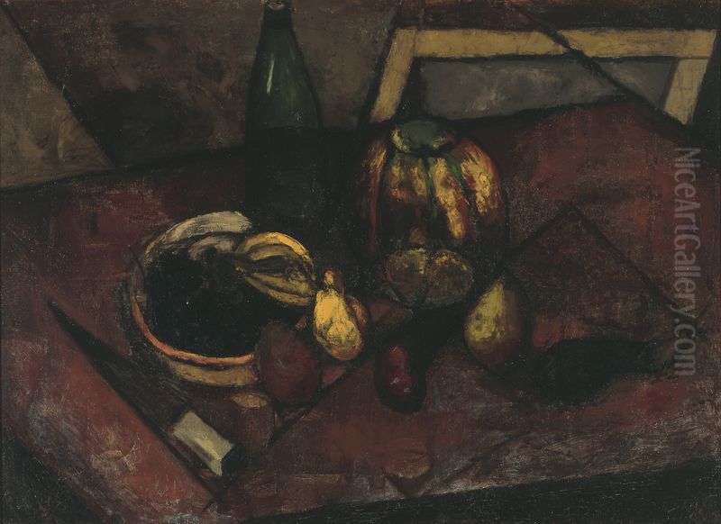 Still life with a melon and a knife Oil Painting by Tadeusz Makowski