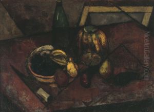 Still life with a melon and a knife