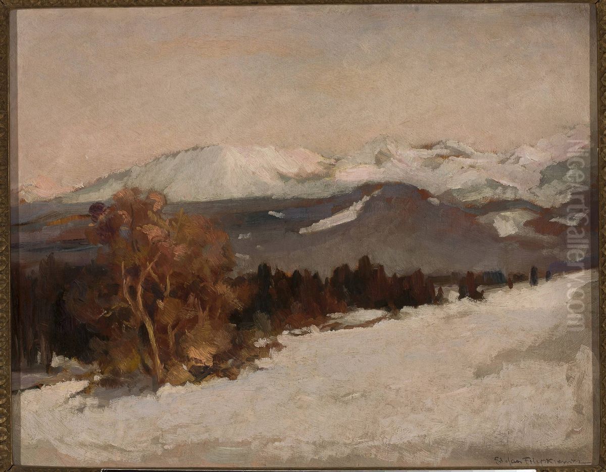 Mountain landscape in winter Oil Painting by Stefan Filipkiewicz Mountain landscape in winter Oil Painting by Stefan Filipkiewicz