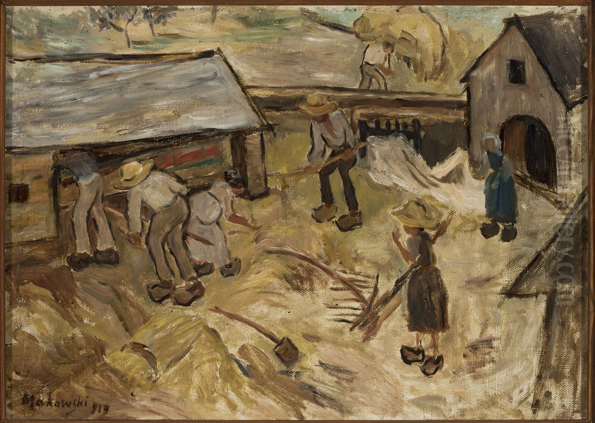 Zniwa Oil Painting by Tadeusz Makowski