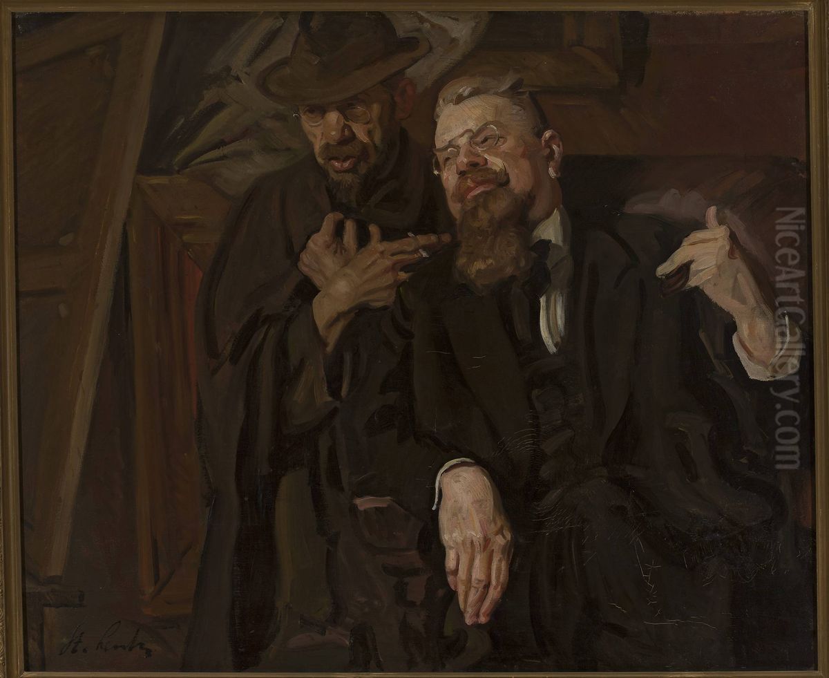 Discussion Oil Painting by Stanislaw Lentz
