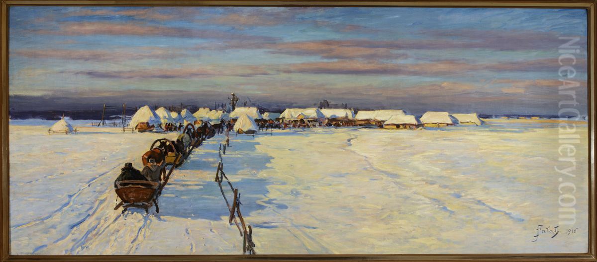 Road to the village Oil Painting by Julian Falat
