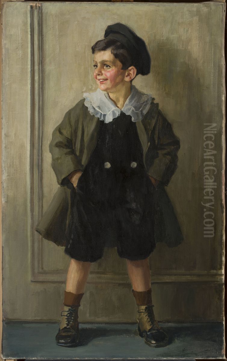 Portrait of a boy Oil Painting by Hans Larwin