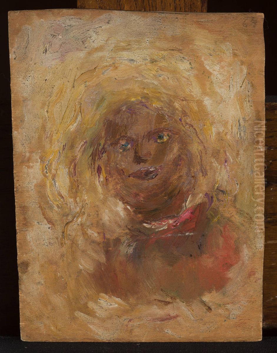 Sketch of a head with fair hair Oil Painting by Tadeusz Makowski