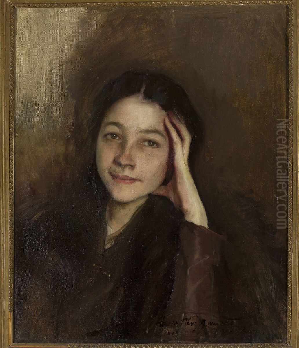 Portrait of Wanda Arkuszewska Oil Painting by Konrad Krzyzanowski