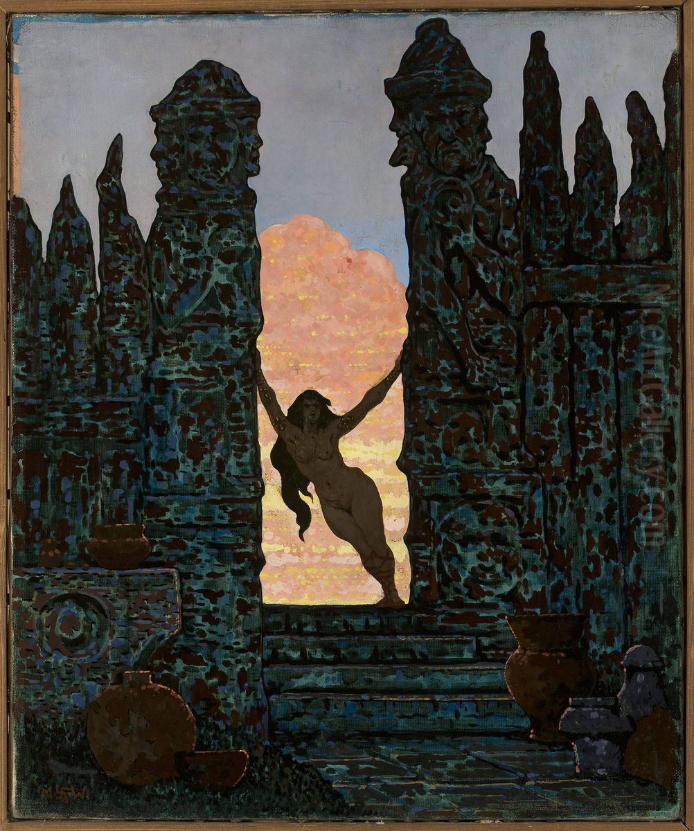 Holy entrance to the Slavic mystery place Oil Painting by Marian Wawrzeniecki