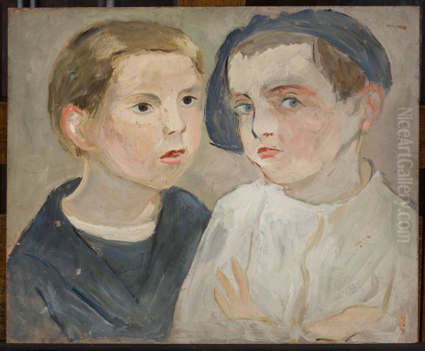 Brothers Oil Painting by Tadeusz Makowski