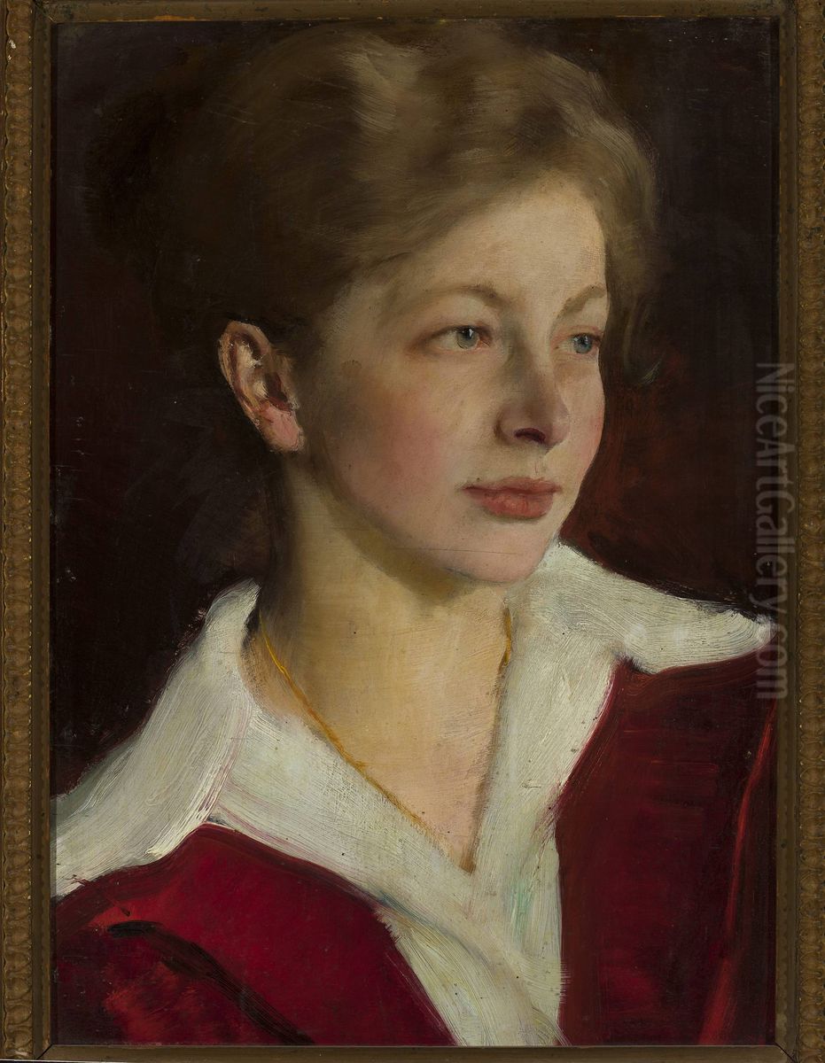 Portrait of Halina Pruska Oil Painting by Konrad Krzyzanowski
