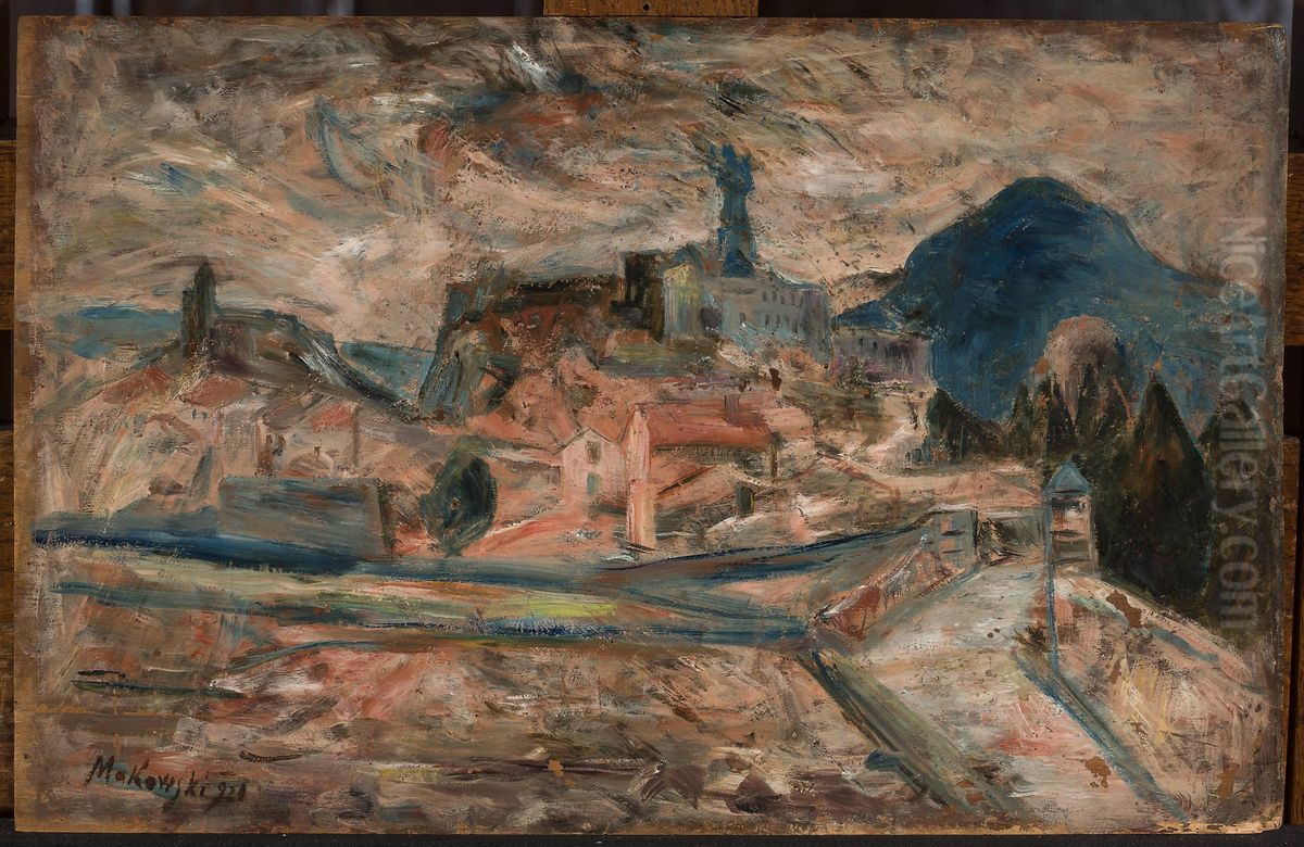 View of a small town in the mountains (Le Puy) Oil Painting by Tadeusz Makowski