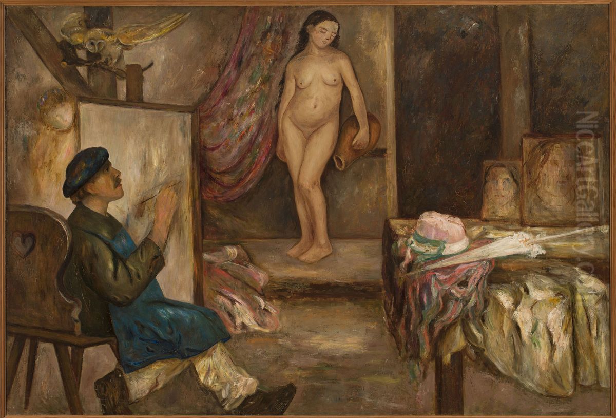 Painter and a model Oil Painting by Tadeusz Makowski Painter and a model Oil Painting by Tadeusz Makowski