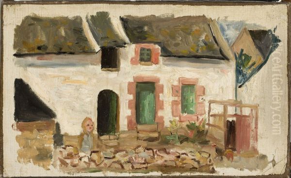 Dziecko przed domem Oil Painting by Tadeusz Makowski