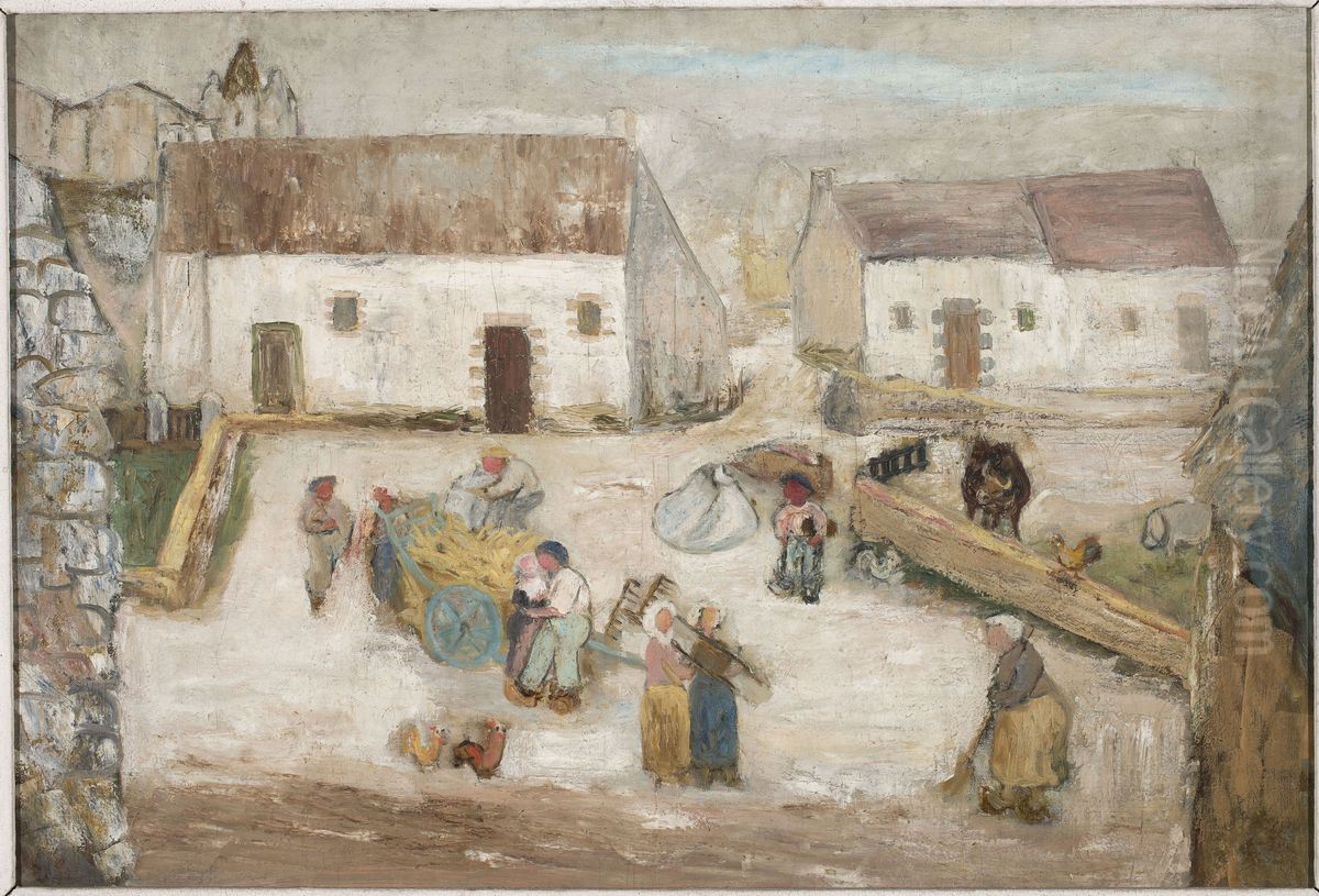 Work in a farmstead Oil Painting by Tadeusz Makowski