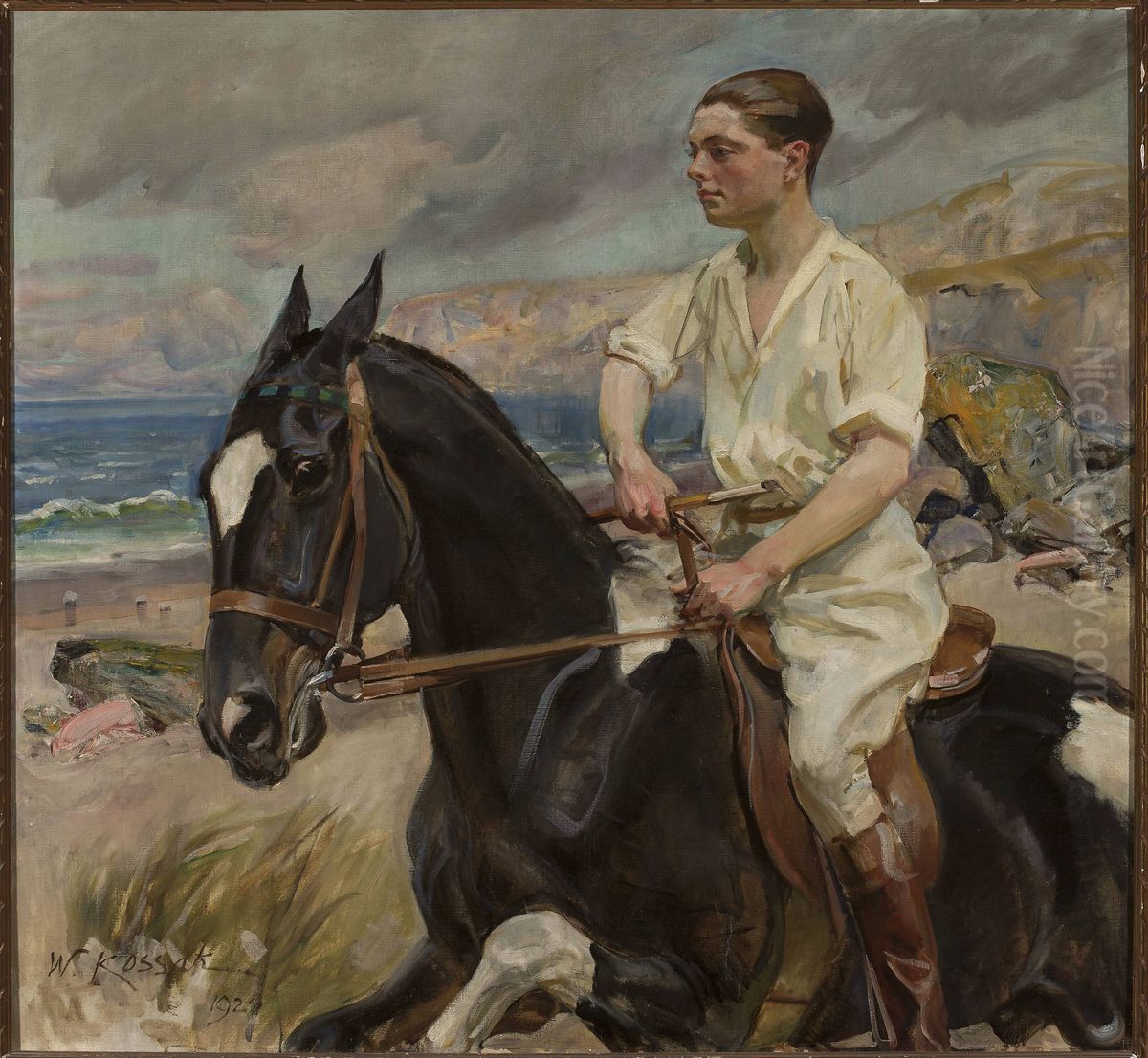 Portrait of Herthier de Boislambert on horseback Oil Painting by Wojciech Kossak