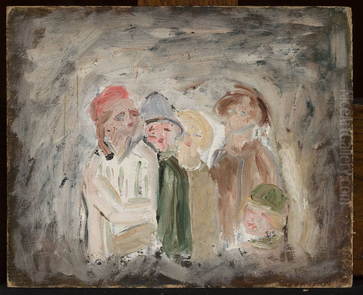Five children Oil Painting by Tadeusz Makowski Five children Oil Painting by Tadeusz Makowski