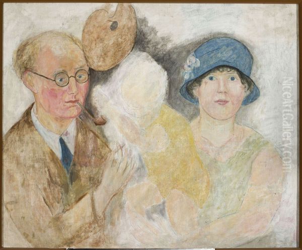 Portrait of a painter and his family (M. Gromaire) Oil Painting by Tadeusz Makowski