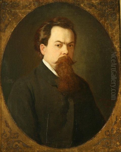 <<Avtoportret>> Oil Painting by Nikolai Mikhailovich Plyusnin