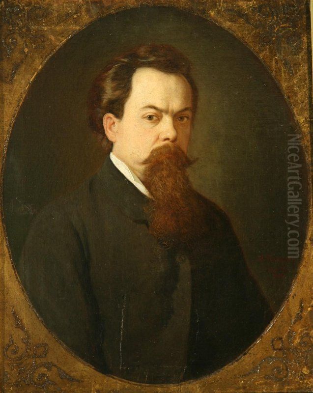 Self-portrait Oil Painting by Nikolai Mikhailovich Plyusnin