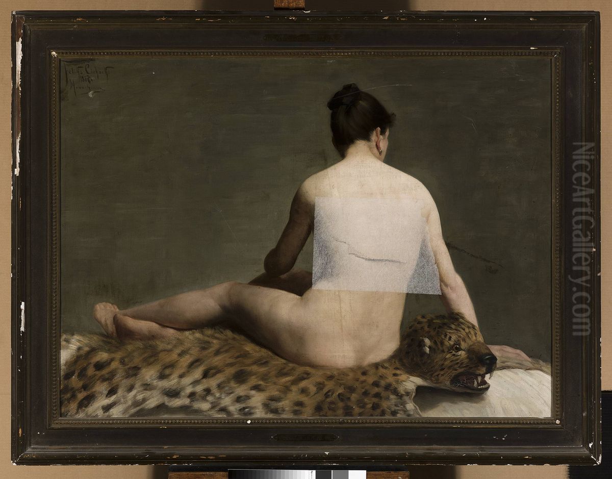 Akt kobiety siedzacej Oil Painting by Feliks Cichocki