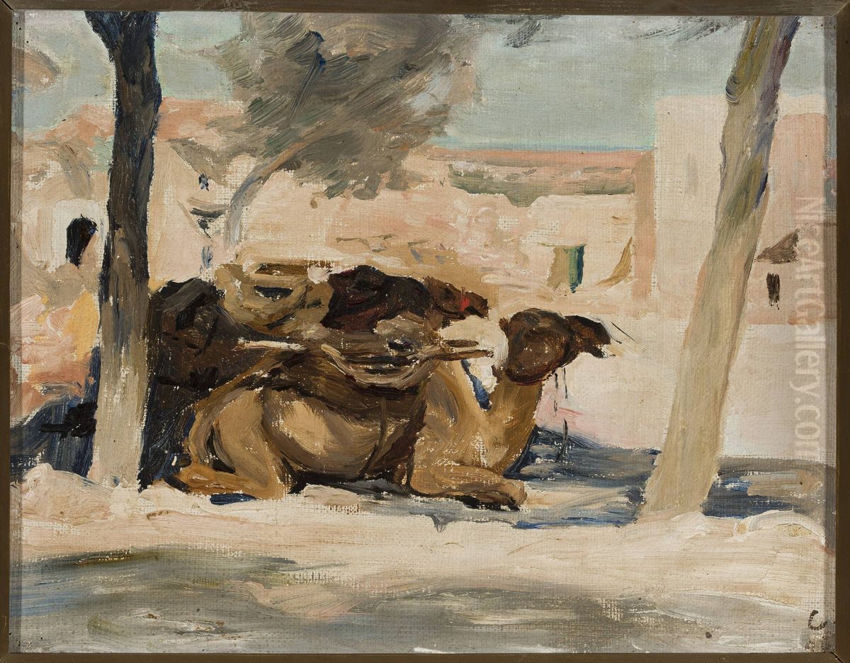 Wielblad. Z podrozy do Palestyny Oil Painting by Jan Ciaglinski