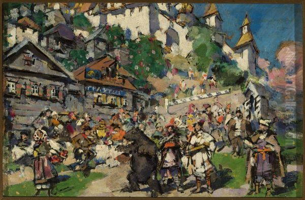 With bears in Siberia Oil Painting by Konstantin Alexeyevich Korovin