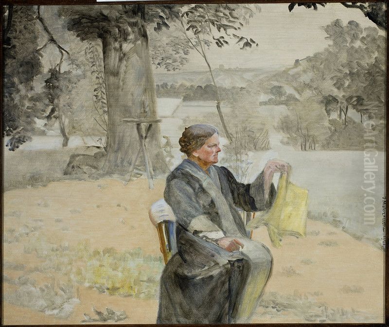 Portret siostry Heleny w ogrodzie Oil Painting by Jacek Malczewski