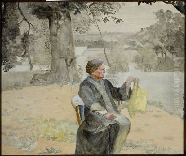 Portrait of sister Helena in the garden Oil Painting by Jacek Malczewski