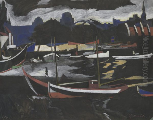Handelsdokken te Oostende Oil Painting by Leon Spilliaert
