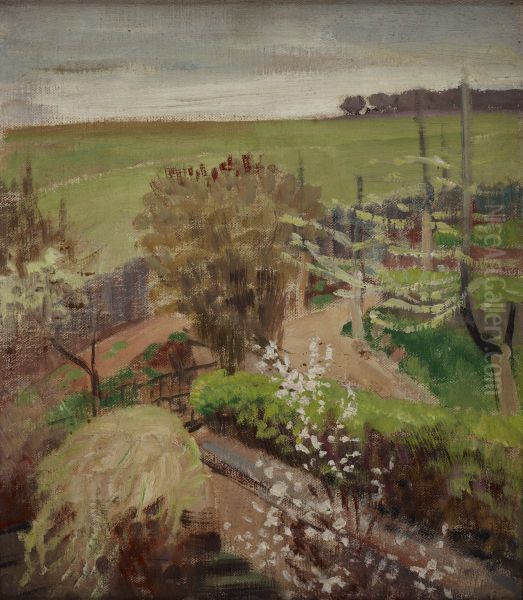 Pejzaz wiosenny wiejski Oil Painting by Jacek Malczewski