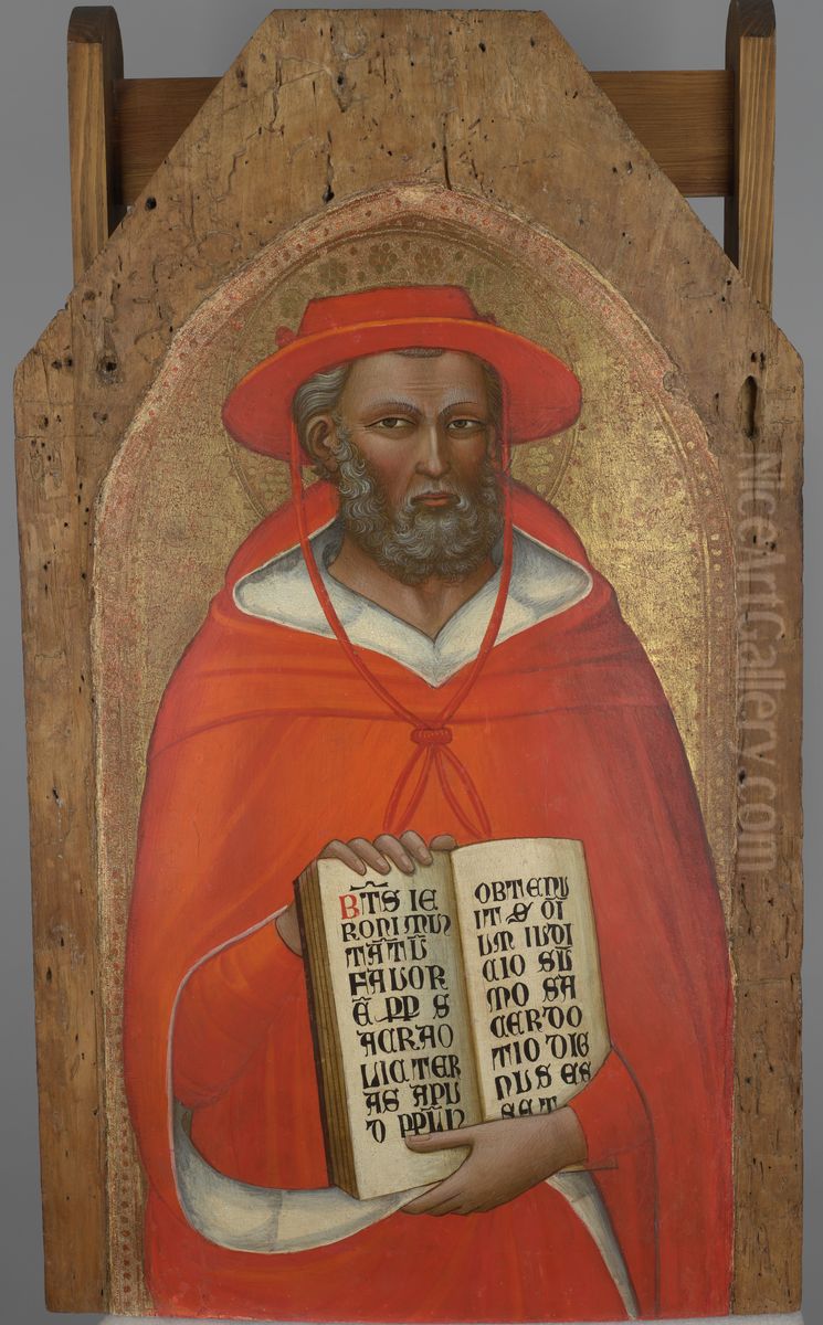 Saint Jerome (obeverse); Saint Nicholas of Tolentino (reverse) Oil Painting by Lippo D'Andrea