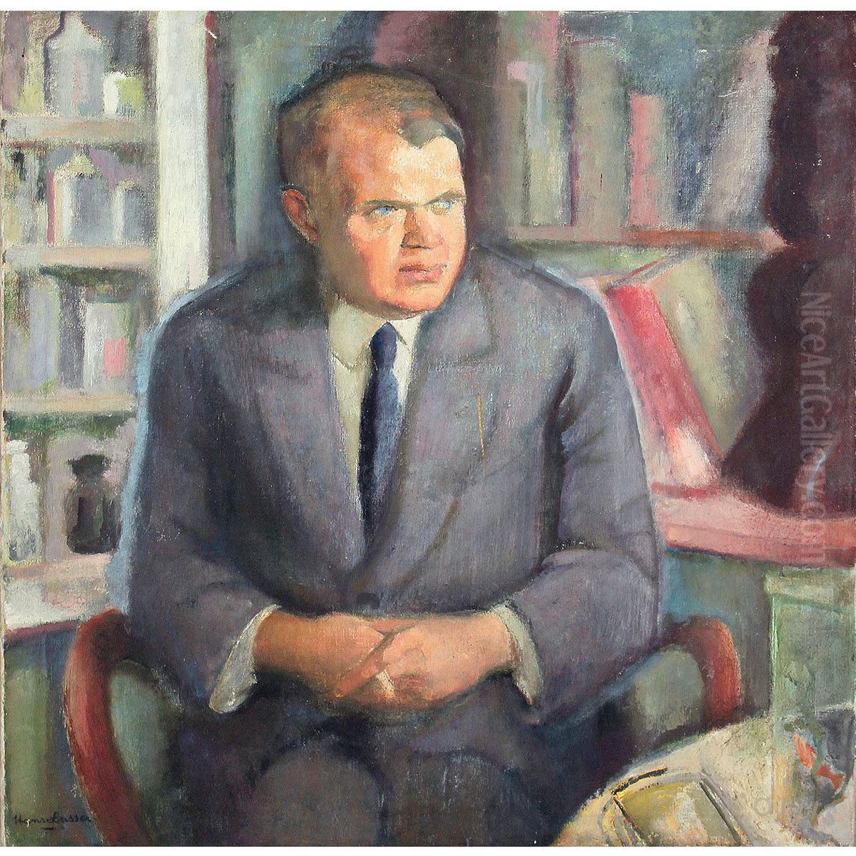 Herrenbildnis Oil Painting by Hans Lasser Herrenbildnis Oil Painting by Hans Lasser