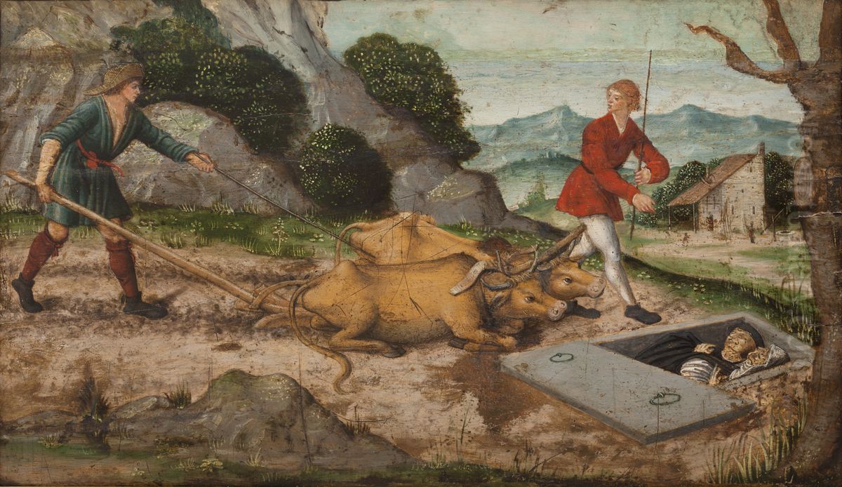 Discovering the Grave Oil Painting by unknown