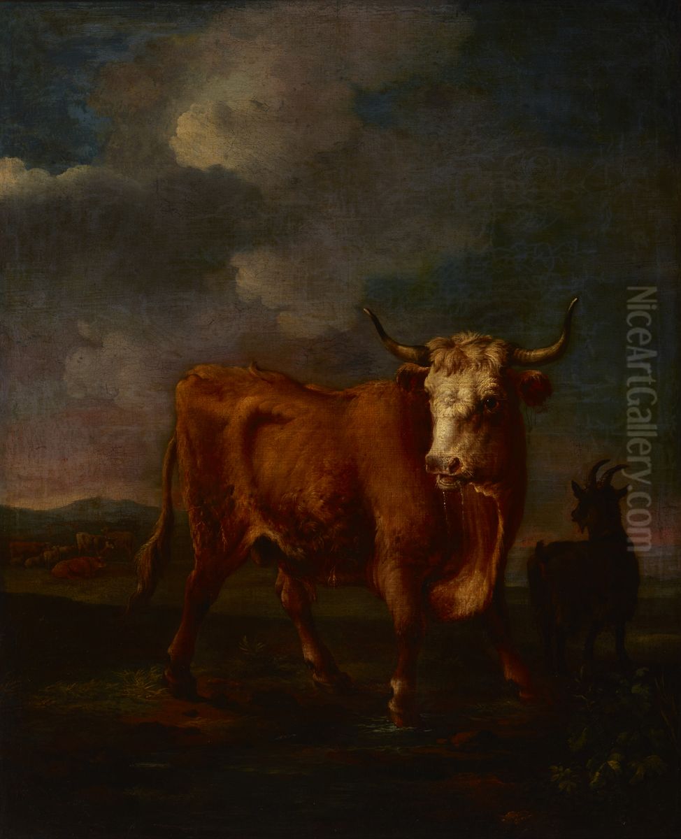 Krajobraz z bykiem Oil Painting by unknown