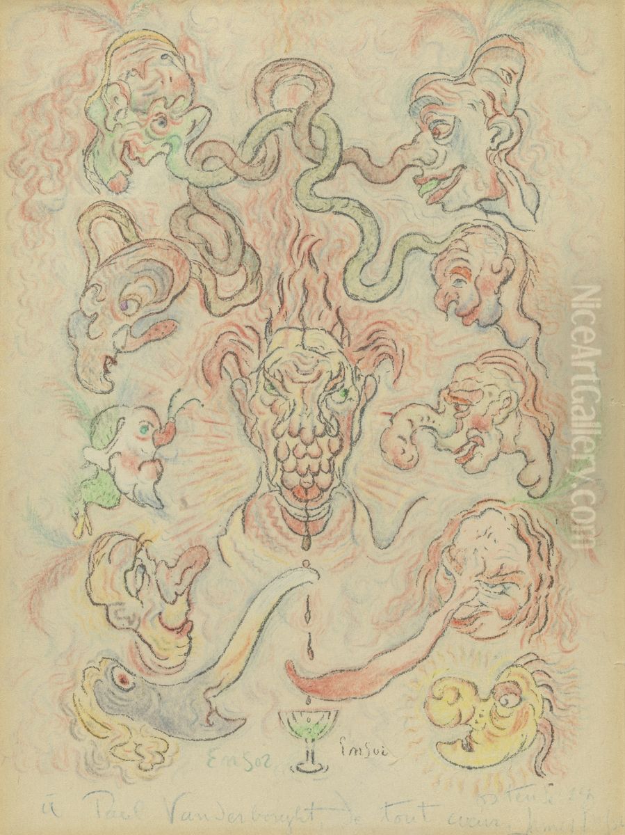 Rendez notre ancienne face fors les chers faux nez burlesques Oil Painting by James Ensor