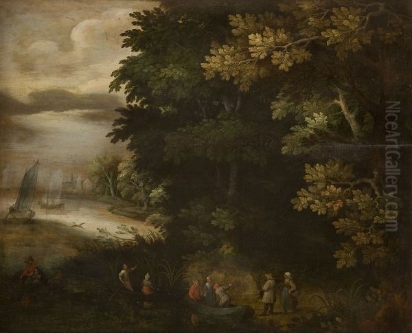 Landscape with the Scene of the Flight to Egypt Oil Painting by unknown