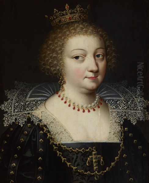 Portret krolowej Anny Austriaczki (1601-1666 )? Oil Painting by Daniel Dumonstier