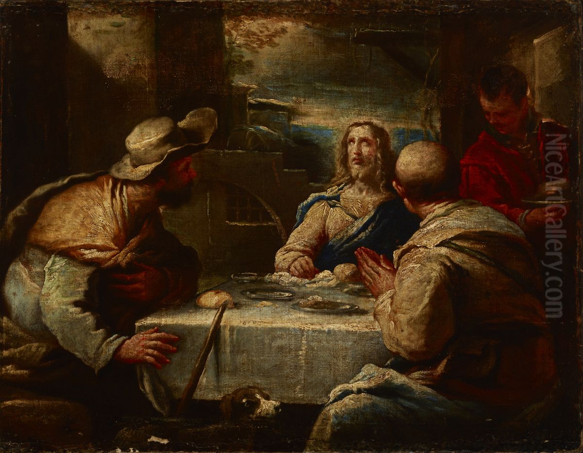 Chrystus w Emaus Oil Painting by Luca Giordano