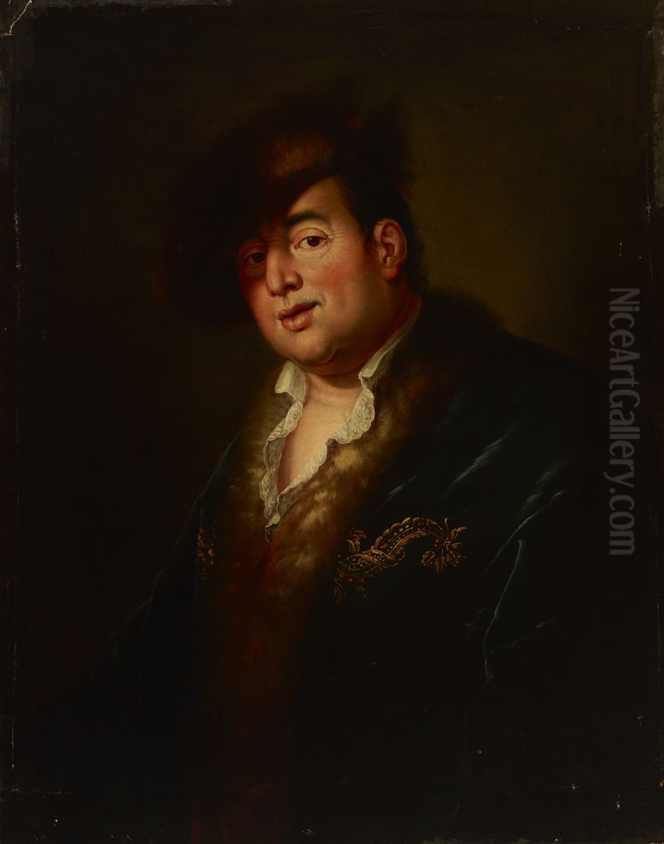 Portrait of Johann Melchior Dinglinger (1664-1731) Oil Painting by Antoine Pesne