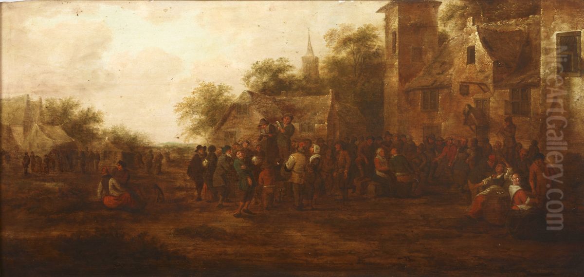 Meeting in Front of the Tavern Oil Painting by Nicolaes Molenaer