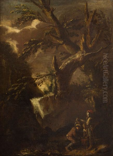Landscape with Dice Players Oil Painting by unknown