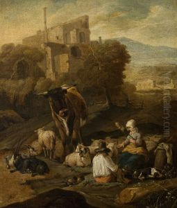 Pastoral Scene Against Ruins