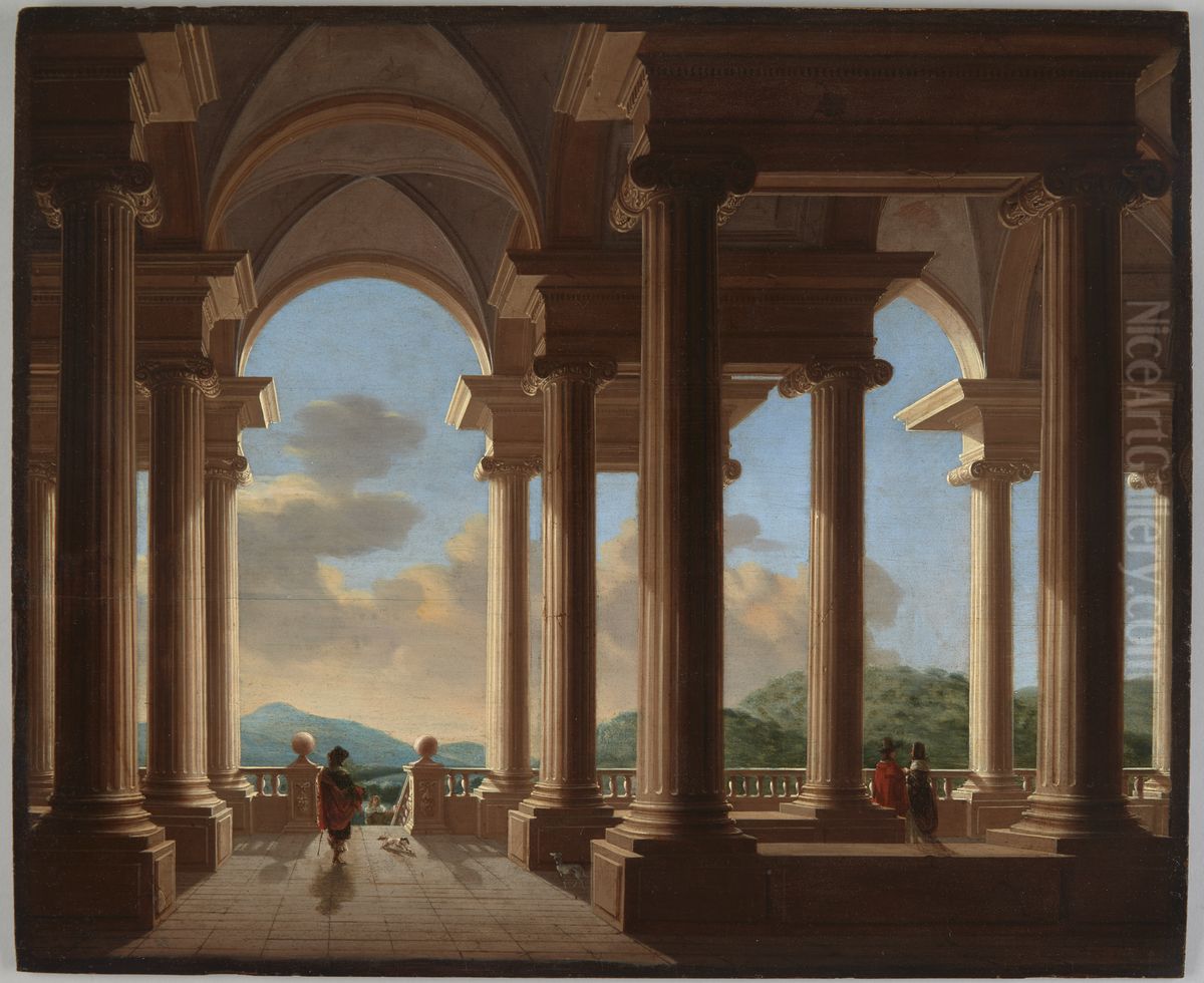 Terrace with a Colonnade Oil Painting by Daniel de Blieck