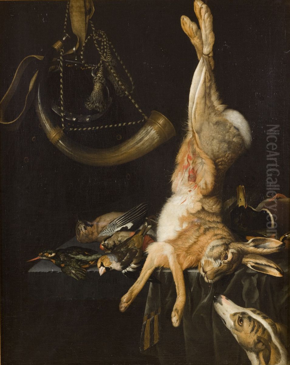 Still Life with a Hare Oil Painting by Philipp Ferdinand de Hamilton