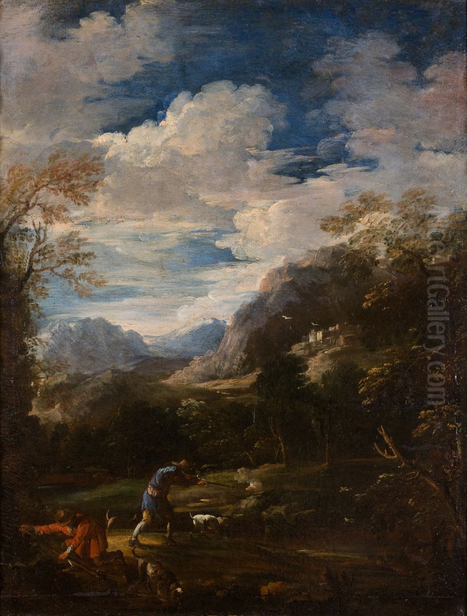 A Hunt Oil Painting by Antonio Maria Marini