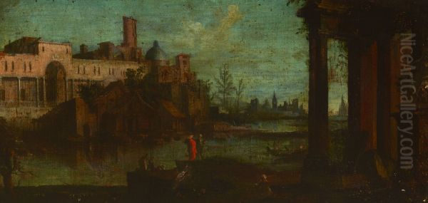 Architectural Landscape Oil Painting by unknown