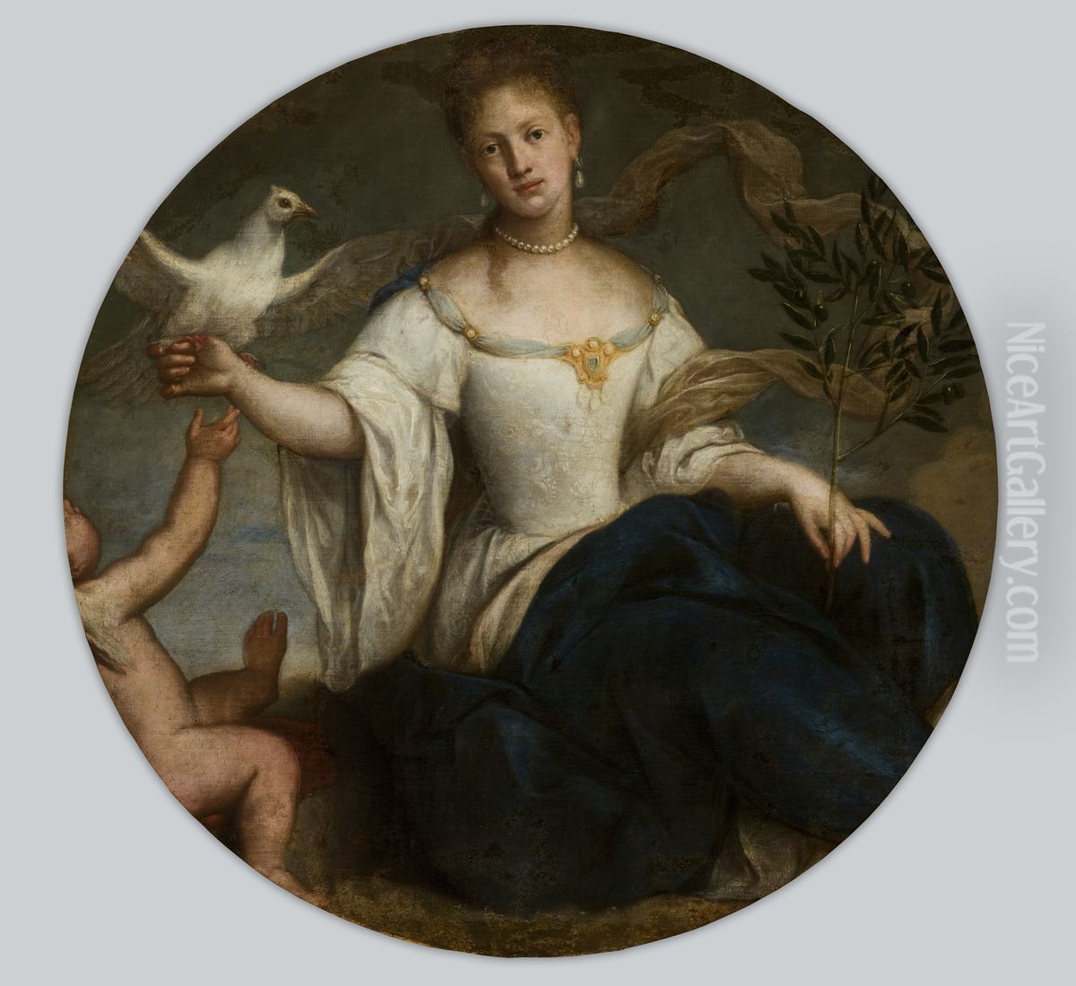 Allegory of Peace - Woman with a Pigeon Oil Painting by unknown